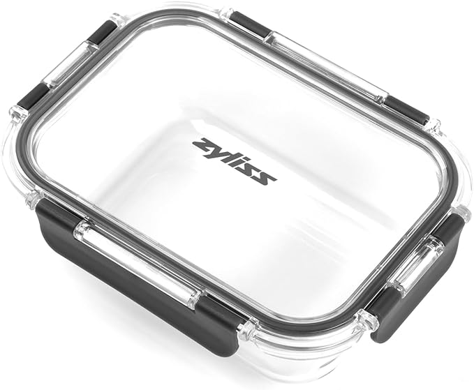 Zyliss E981064 640ml Glass Container, Shatter Resistant Glass, Airtight Food Storage Box with Sealable Lid, Microwave Safe, BPA Free, Freezer Safe, Fridge Storage, Food Container, 7.17"x2.44"x5.35"
