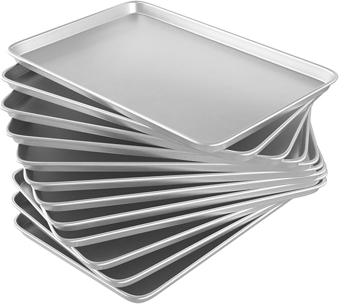 16× 24 Inch Cookie Sheet Pans Set of 12-Baking Tray Jelly Roll Pan Set Commercial Grade Aluminum Coated Statinless Steel Bun Pan for Oven,Freezer,Bakery Hotel Restaurant