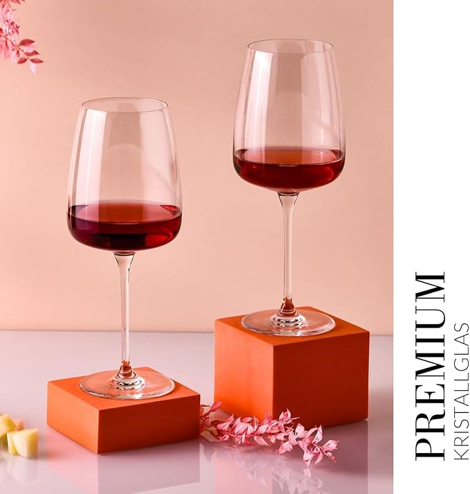 Krosno Red Wine Glasses Set of 4, 20.3 oz, Modern Collection | Large White Wine Glasses, Rosé, Cocktails, Aperol, Water, Lead-Free Crystal, Dishwasher Safe, Idea Reaglo