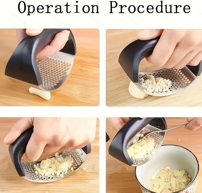 Heavy Duty Garlic Press Stainless Steel, Garlic Crusher and Mincer with Non-Slip Handle, Rust Resistant Dishwasher Safe Garlic Chopper for Kitchen Cooking