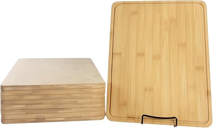 Set of 10, Bulk Wholesale Bamboo Cutting Boards – Thick 14X11" Charcuterie Trays with Juice Groove for Cheese, Fruits, Veggies, Grazing Platter, Catering, Engraving Gifts, Epoxy Resin Crafts, Arts