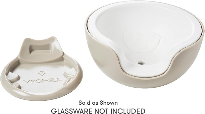 VoChill Stemless Wine Glass Chiller | Keep the Chill In Your Glass | Made In USA | Separable & Refreezable Chill Cradle | Actively Chills Stemless Glassware | Sand, Single Stemless