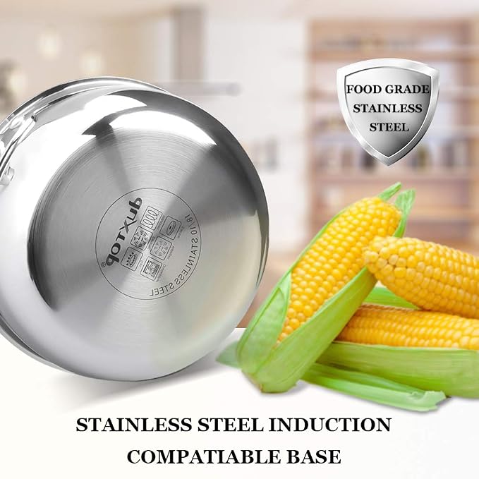 Duxtop Tri-Ply Stainless Steel Saucepan with Lid, 3 Qt Induction Pot | Whole Clad Saucier Pan, Dishwasher and Oven Safe, Stay-Cool Handle