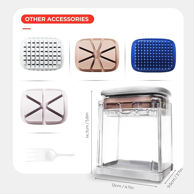 4-in-1 French Fry Cutter Potato Slicer with Container Manual Vegetable Chopper with 4 Blades Potato Cutter for Fries Apple Slicer & Onion Dicer