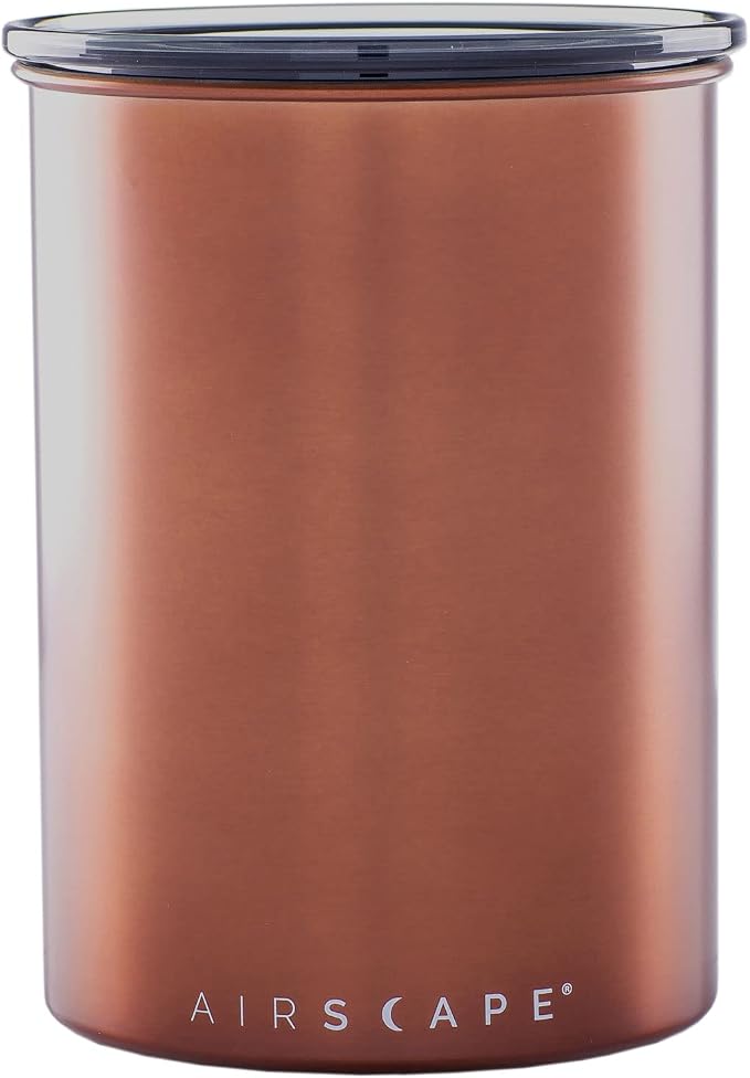 Planetary Design Airscape Airless Coffee Storage | 500g | Brushed Copper | Container | US Patented Inner Plunger Lid REMOVES Excess Oxygen | Don't Buy airtight, Buy AIR-Less | (Medium, Brushed Copper)