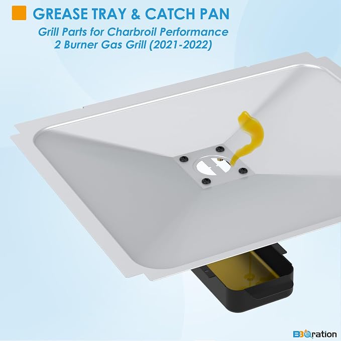 G325-5701-W1 Grease Tray with Catch Pan for Charbroil Performance 2 Burner 463630021 463660421 463630422 463660021 463655021, Drip Pan for Charbroil Grease Tray Replacement