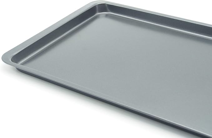 2PCS Cookie Sheet 10x14.5 Inch (Inner 9x13) Baking Sheet Nonstick Heavy Carbon Steel Baking Pans Bakeware | Nonstick, Heavy Carbon Steel, Inner size 9x13", Food Tray, Toaster Oven Pans, 1/4 Sheet Pan, Easy Clean, Reheat Food