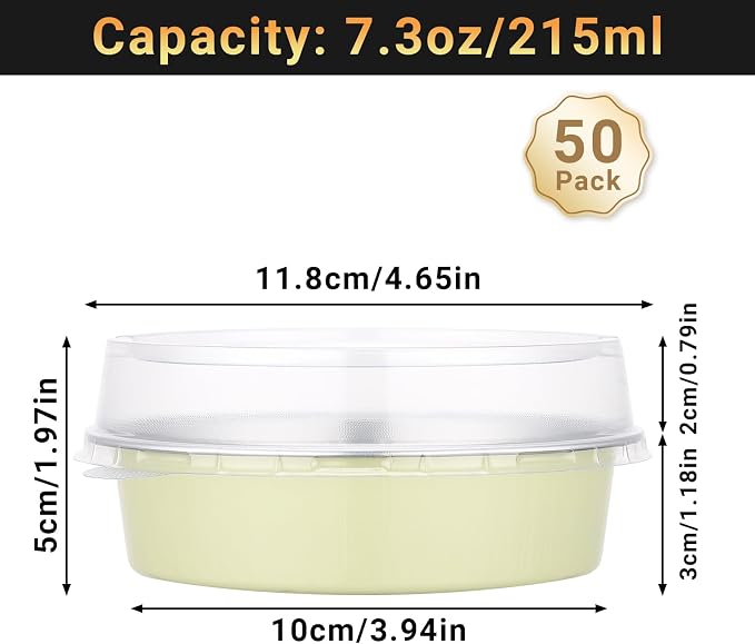 Beasea Mini Pie Pans with Lids, 50 Pack 7.3oz Disposable Aluminum Foil Tart Pans, 4 Inch Round Oven Baking Mini Cake Cups Tin for Cheesecake Pie Tart Quiche - Sage Green
