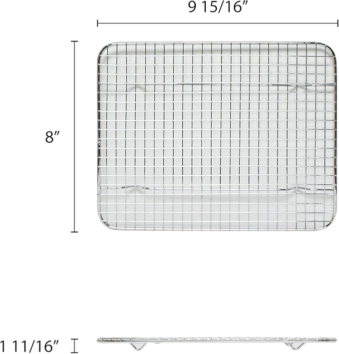 TrueCraftware- 8"x 10" Half Size Rectangular Wire Pan Grate Chrome-Plated Set of 2-Fits Half Size Sheet Pan Cookie Pans Cooling Rack Baking Sheet Grate Cake Rack for Pies Cookies Pastries Cakes