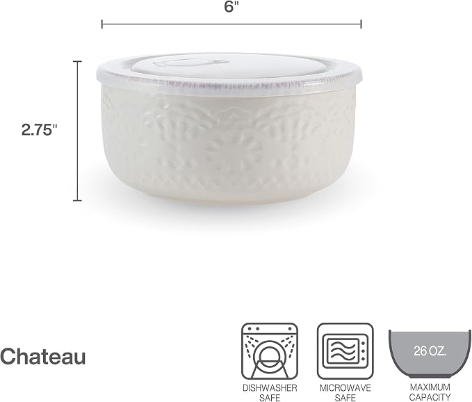 Pfaltzgraff Chateau Storage Bowls, 6 inch, Cream