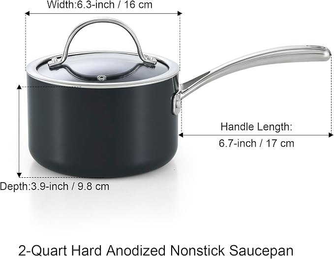 Cooks Standard Classic 2 Quart Hard Anodized Nonstick Saucepan with Glass Lid