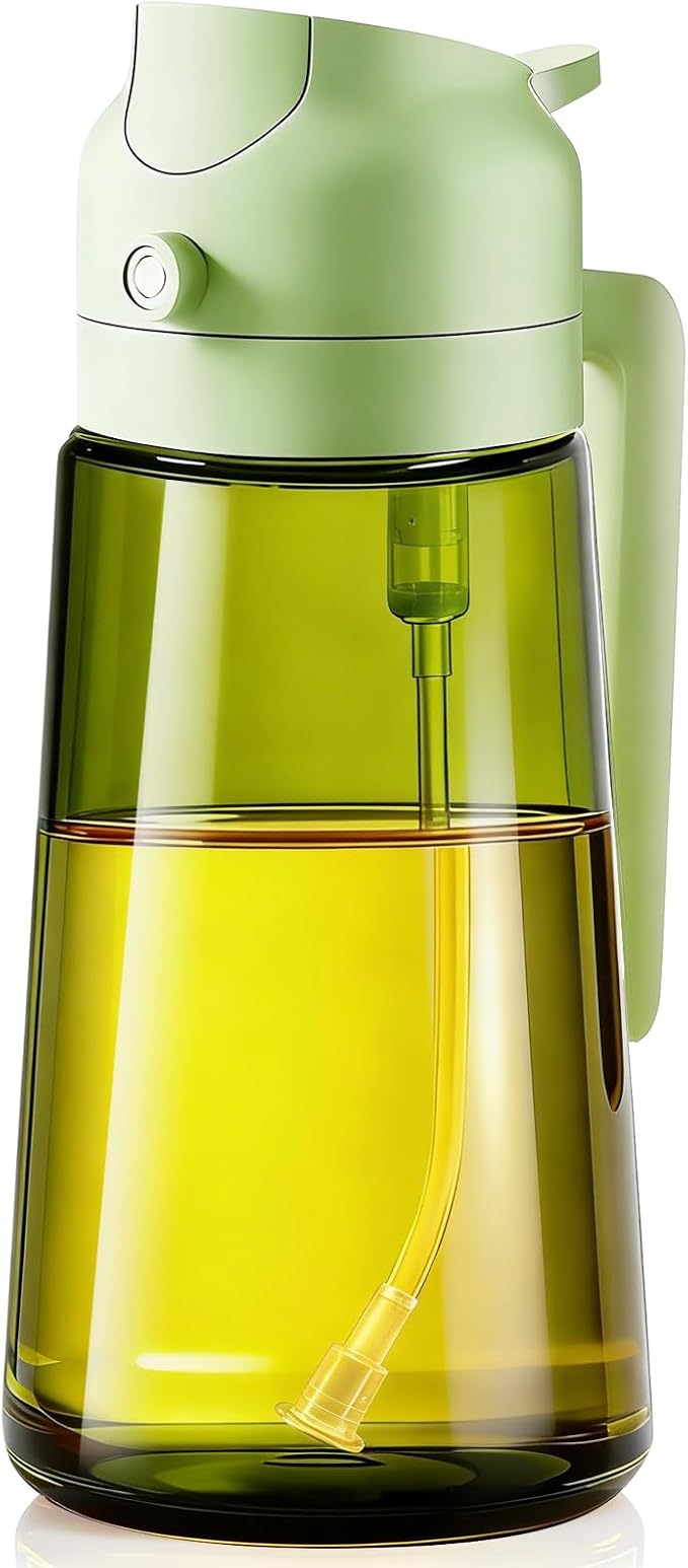 Olive Oil Sprayer & Dispenser Bottle for Cooking, Air Fryer, BBQ, and Salad – 2-in-1 Oil Mister Kitchen Accessory
