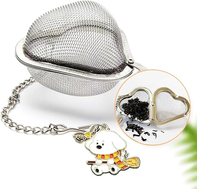 2 Pcs Cute Dog Tea Infuser, Loose Tea Strainer, Tea Ball Infuser | 304 Stainless Steel Loose Leaf Tea Steeper, Easy To Use And Clean, Heart Shaped Tea Ball Make Tea Drinking Fun