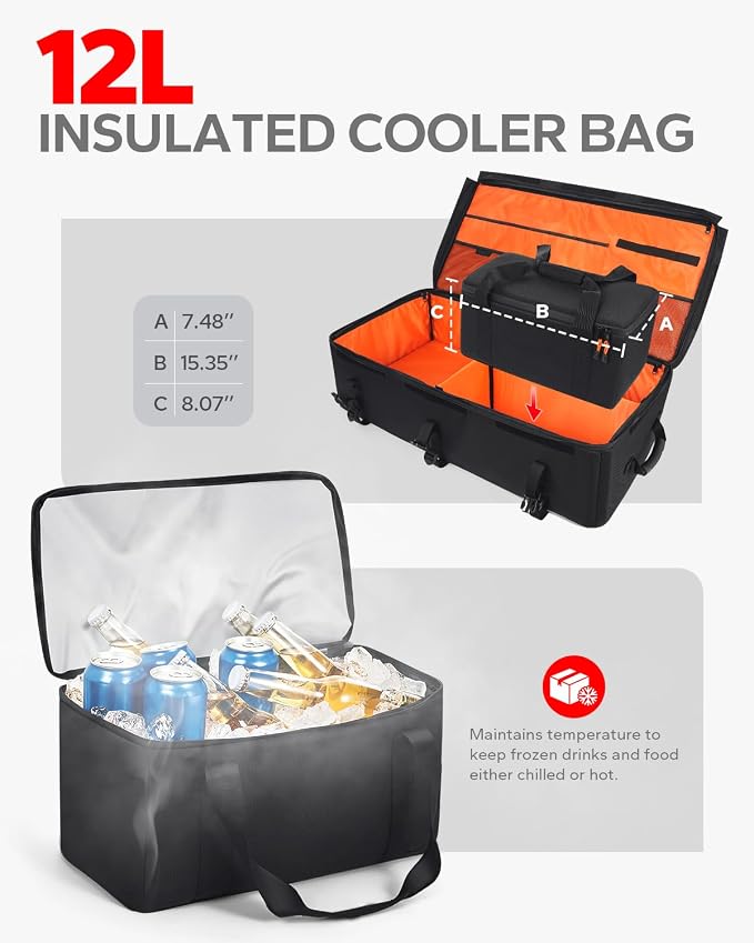 ATV Gear Bag, Upgraded ATV Storage Bags for Front Rear Rack, Upgraded Double-layer Waterproof Design Cargo Bag With Cooler Bag Compatible With Polaris Sportsman Fourtrax Kawasaki Arctic Cat
