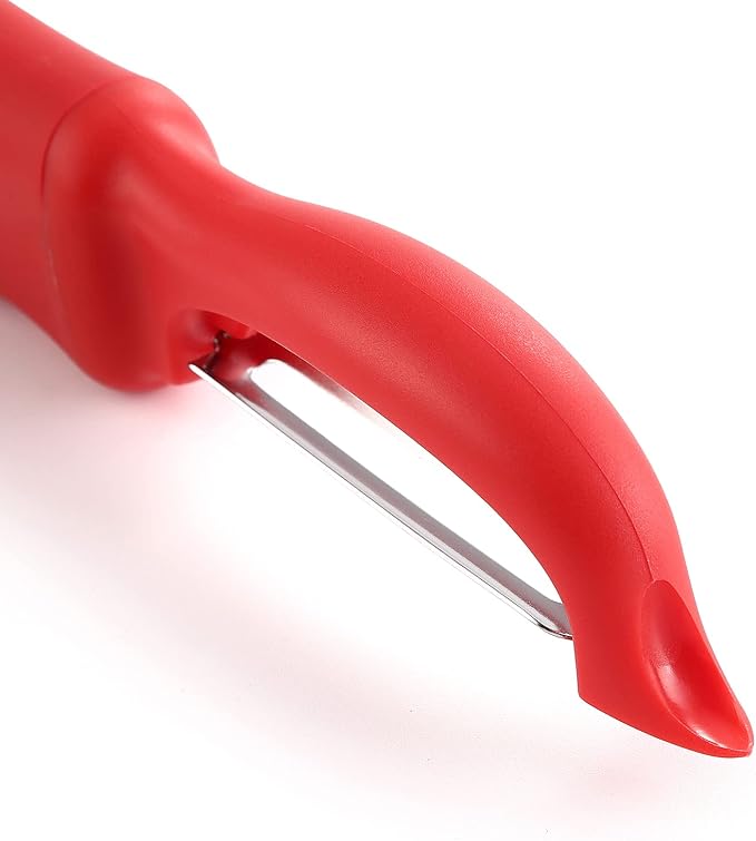 Spring Chef Swivel Vegetable Peeler for Kitchen with Soft Grip Handle, Red | Premium Potato Peeler w/ Ultra Sharp Stainless Steel Blades, Multifunctional Veggie Peeler for Apple, Carrot, Cucumber, Fruit