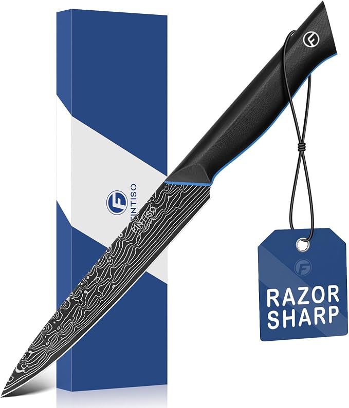 6 inch Chef Knife, Petty Knife with 67-Layer Damascus Steel, G10 Handle | Japanese Kitchen Utility Knife with Ergonomic Full-Tang Handle, 6 Inch Sharp Kitchen Knife with Gift Box - Zeus Series