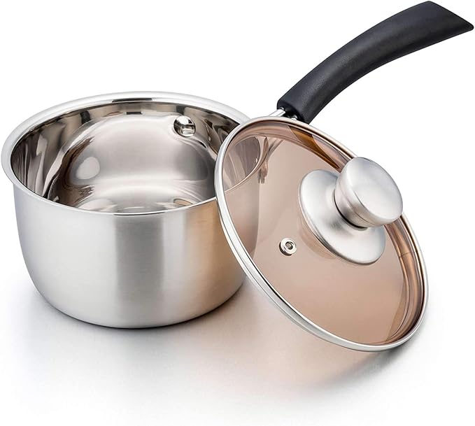 TeamFar 1 Quart Saucepan, Stainless Steel Saucepan with Lid | Small Sauce Pot Milk Pan Cookware for Home Cooking, Non Toxic & Healthy, Easy Clean & Dishwasher Safe