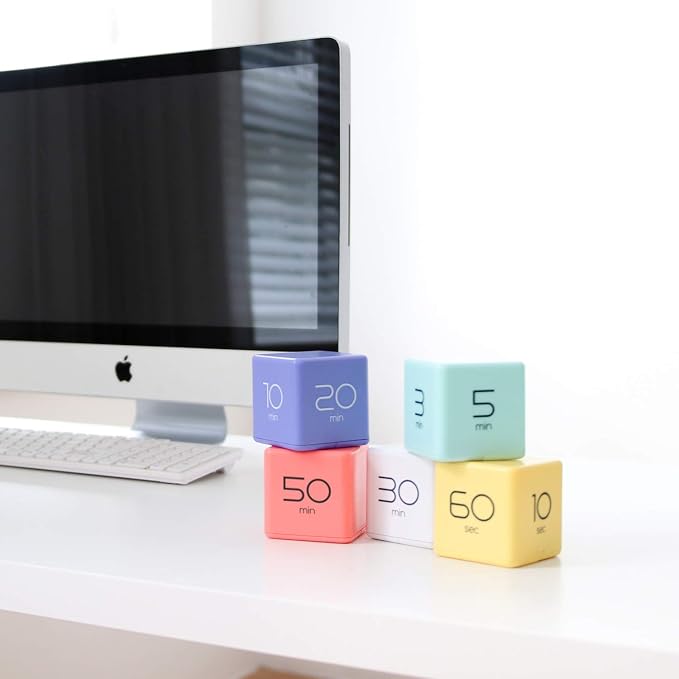 mooas Cube Timer, Flip, Block, Productivity, Time Management (Coral) | 10/30/50/60 Min Countdown Timer, Battery Operated, 2-Level Alarm Vol, Easy to Use, ADHD, Exercise, Study, Cooking