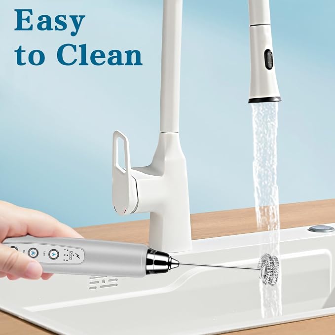 Milk Frother Wand Rechargeable Handheld Whisk Coffee 3 Speed Adjustable | Electric Whisk Drink Mixer with Stainless 3 Whisks Hand Frother , Foam Maker for Latte Cappuccino Matcha Egg Silver