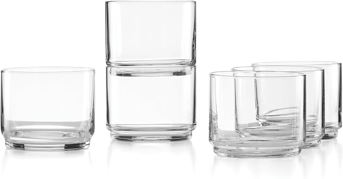Lenox Tuscany Classics Stackable Highball Glasses, Set of 6 | dishwasher safe | 2.5 inch height | stackable design | 9oz, gift for women, drinking glasses cups, glassware