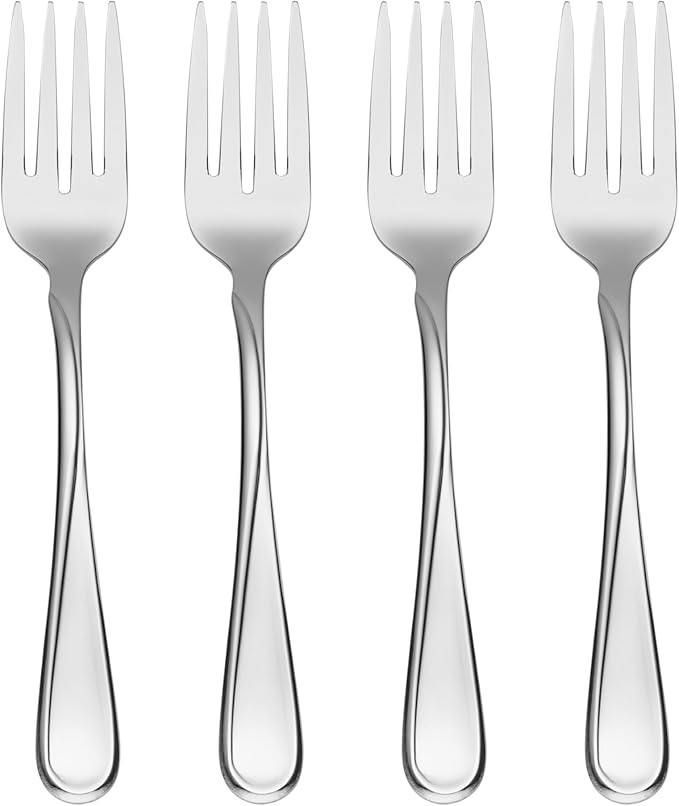 Oneida Flight Salad Forks Silverware Set for 4, Flatware | mirror finish | 6.65 inch length | dishwasher safe, cutlery set, utensil set, rust resistant, wedding silverware