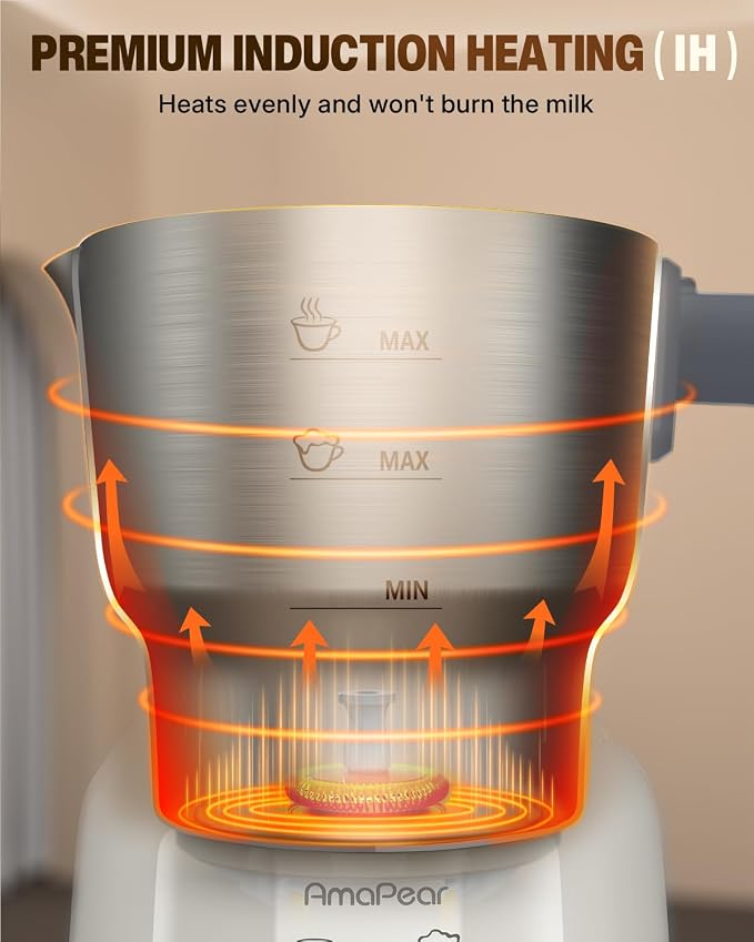 Electric Milk Frother and Steamer, 6 in 1 Hot & Cold Foam Maker for Coffee | 16.9oz/500ml Milk Warmer for Latte, Macchiato, Cappuccino, Hot Chocolate Maker, Dishwasher Safe (White)