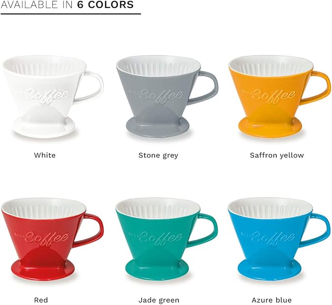 Creano XXL Porcelain Coffee Dripper Stone Grey - Ceramic Cone Brewer - Pour Over Coffee Maker - Filter Size 4 - huge and heavy quality 800gr/28oz - 6 Colours availeble