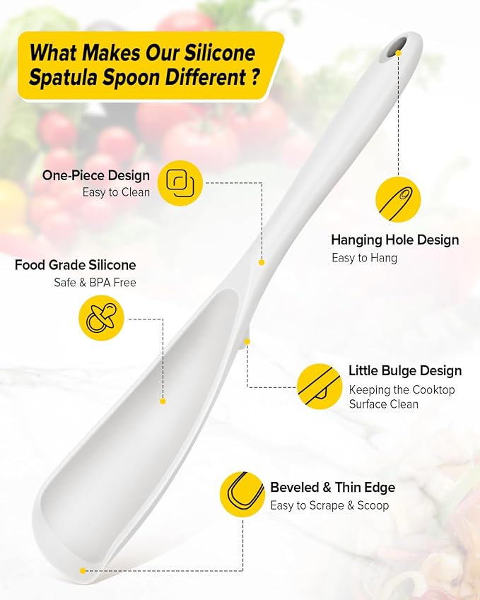 Pack of 2 Cooking Spoons for Non Stick Cookware, Multifunction Spatula Spoon BPA-Free, One-Piece Design, Suitable for Scooping, Scraping, Serving and Mixing (RED-WHITE)