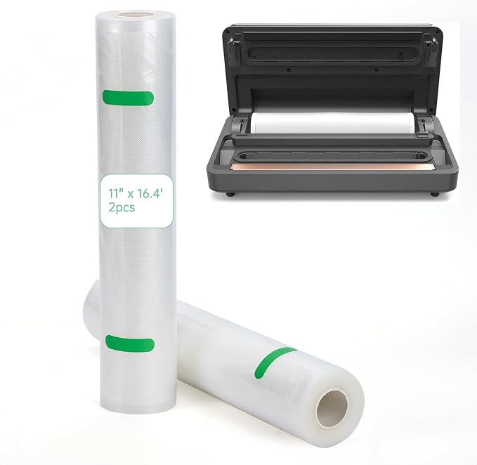 Vacuum Sealer Rolls Bags Compatible with Anova Culinary Vacuum Sealer Machine, 2 Packs 11" x 16.4' Commercial Grade, BPA Free Food Vac Bags for Food Storage, Sous Vide