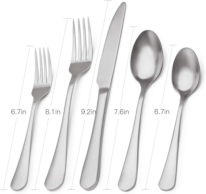 Matte Silverware Set, 20-Piece Stainless Steel Flatware Set,Kitchen Utensil Set Service for 4,Tableware Cutlery Set for Home and Restaurant, Dishwasher Safe…