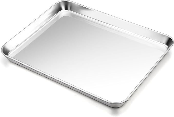 P&P CHEF Baking Sheet Pan, Stainless Steel Cookie Sheet, 16 Inch & 1 Pc | Oven Tray Sheet Pan for Baking & Serving, Baking Tray for Multi Uses, Heavy Duty & Non-toxic, Rust Free & Dishwasher Safe