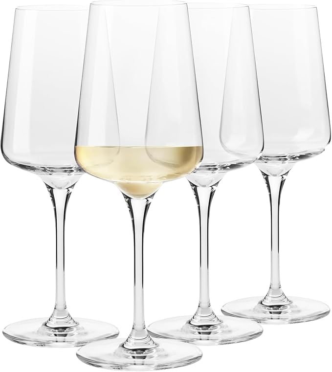 Krosno White Wine Glasses Set of 4, 13.5 oz, Infinity Collection | Wine Tumbler with Stem, Lead-Free Crystal Glassware, Drinking Glasses, Elegant Cups, Home & Restaurant, Dishwasher Safe