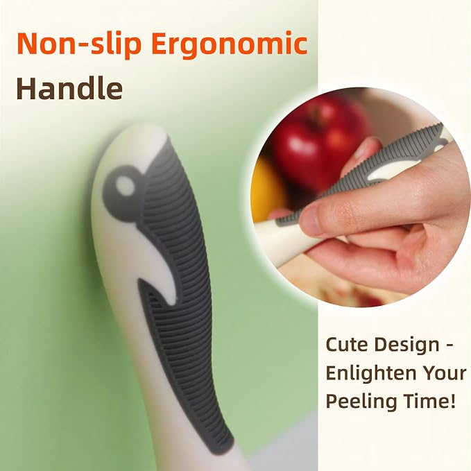 Stainless Steel Vegetable & Fruit Peeler for Kitchen, White | Ideal Carrot Cucumber Potato Peeling Helper, Sharp Swivel Straight Blade, Non-Slip & Ergonomic Handle, Dishwasher Safe