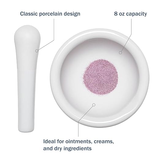Apothecary Products Mortar & Pestle Bowl, Mixer & Grinder for Medicine, 4oz | Crushing, Mixing & Grinding Pills, Tablets, Spices & Herbs, Manual Crusher with Fine Powder Control, Durable Porcelain