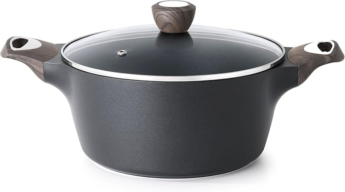 SENSARTE Nonstick Stock Pot with Lid, 2.6/4.5/6.6/8.5/11 QT Soup Pot Casserole Pot, Healthy Pasta Pot, Large Deep Cooking Pot, Big Sauce Pot Stew Pot, Induction Compatible, PFOA PFOS APEO Free, Black