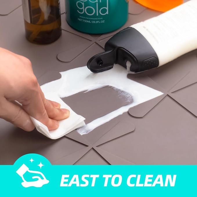 Waterproof Under Sink Mat Silicone 22"x19", Kitchen Cabinet Liner | BPA Free Home Organizer and Storage, Thick Raised Edge Cabinet Protector, Non-Slip Dog & Cat Mat, Dish Drying Mat