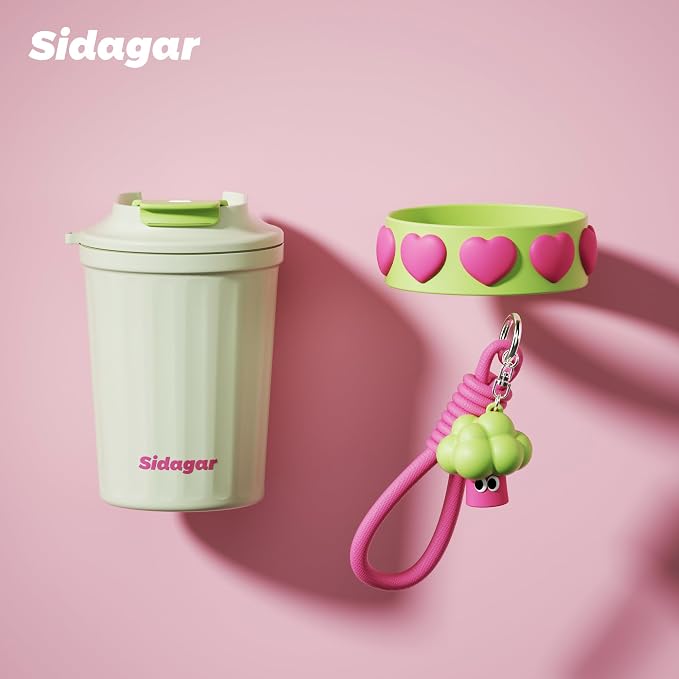 SDGA+ 12 oz Travel Coffee Mug Spill Proof Leak Proof, Stainless Steel Thermal Coffee Cup with Lid, Resuable Cup for Hot and Cold, Portable Tumbler for Women, Minty Matcha