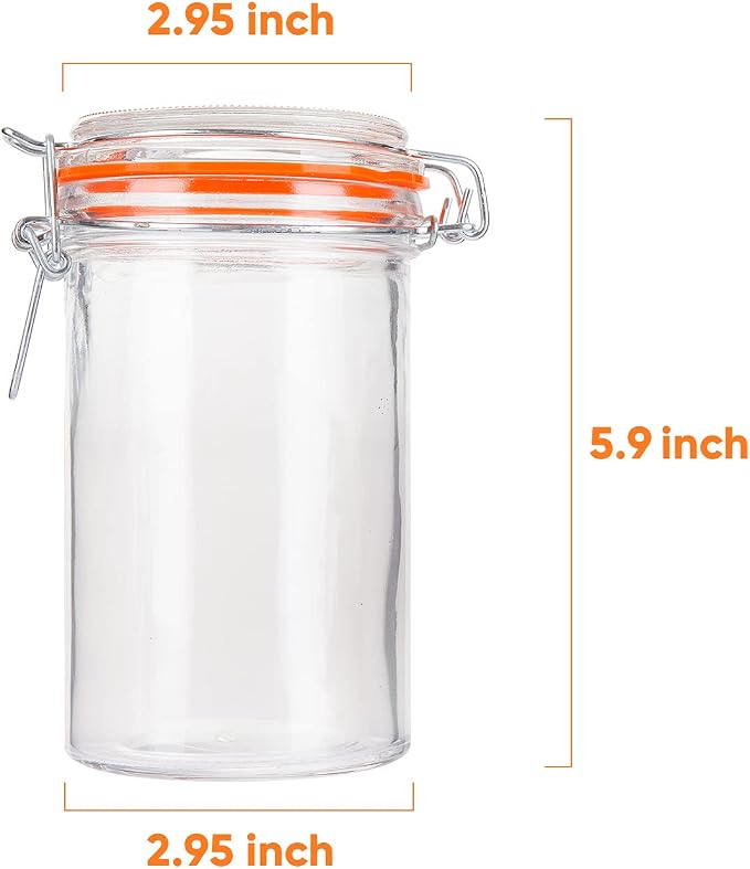 16 oz Glass Jars with Hinged Lids, 12 Pack Airtight Storage Jars | Leakproof Rubber Gasket, Wide Mouth Mason Jars for Kitchen Canisters,Food Storage, Pickling,Fermenting,Pantry