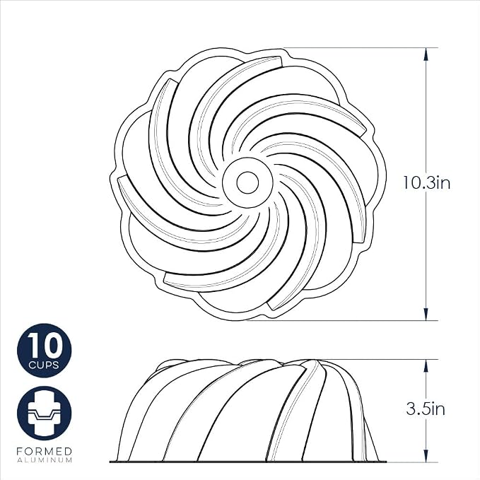 Nordic Ware Formed Swirl Bundt, 10 Cup, Twilight Blue
