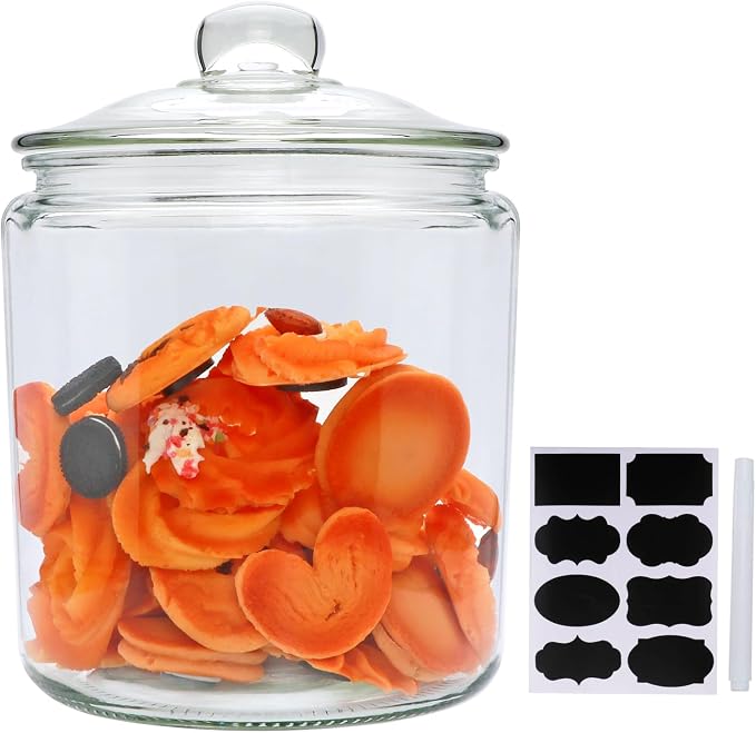 Maredash 1 Gallon Glass Canister, Cookie Jar & Candy Jar with Airtight Lid, Large Food Storage Container for Buffet, Coffee & Flour, Laundry Room Storage & Pantry | Large Food Storage Container for Buffet,Coffee & Flour,Laundry Room Storage & Pantry