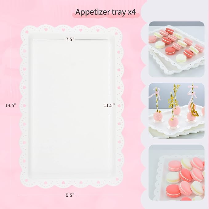 Pack of 11 NWK Cake Stand Set of Cupcake Stand, Tray & Table Cloth (Gold) | Includes 3 x 2-Tier & 3 x 3-Tier Cupcake Stands, 4 Appetizer Trays, Plus 1 Tablecloth. Ideal for Parties, Gold Design