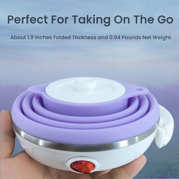Travel Pour Over Coffee Maker Single Serve, Portabe Single Cup Pour Over Coffee Maker + Portable Kettle Electric, Collapsible Travel Electric Kettle (Purple)