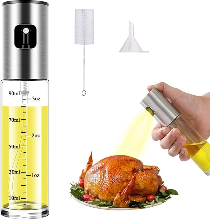 Olive Oil Sprayer for Cooking Oil Spritzer Mister for Air Fryer Canola Vinegar Vegetable Oil Portable Mini Bottle Kitchen Gadgets for BBQ/Pan/Salads/Baking (1 Pack with Scale)