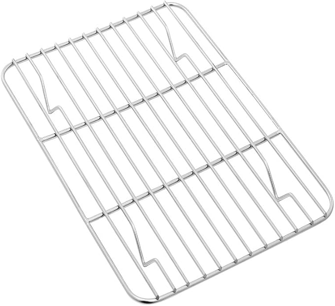 P&P CHEF 8.6" x 6.2" Cooling Baking Wire Racks Pack of 2, Silver | Stainless Steel Cooling Racks for Cooking Baking Roasting Grilling Drying, Dense Wires & Smooth Edge, Easy Clean & Rust Proof