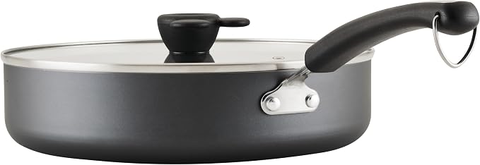 Farberware Disney Monochrome Ceramic Cookware Nonstick Saute Pan with Lid and Helper Handle, Dishwasher Safe, 4.5 Quart - Black