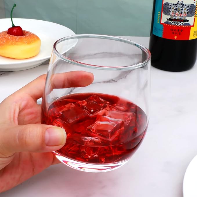 12 oz Wine Glasses,Stemless Wine Glasses Set of 24 | Wine Glass Tumbler for Red or White Wine,High-end Banquet,Party,Bar,Wedding,Gift