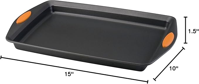 Rachael Ray Nonstick Bakeware with Grips, Nonstick Cookie Sheet / Baking Sheet - 10 Inch x 15 Inch, Gray with Orange Grips