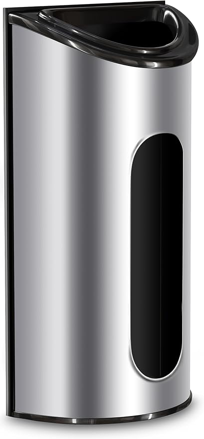 Utopia Kitchen Wall-Mounted Stainless Steel Grocery Bag Holder, Silver | Space-Saving Plastic Bag Holder for Kitchen, Pantry or Cabinet, Reusable Plastic Bag Organizer