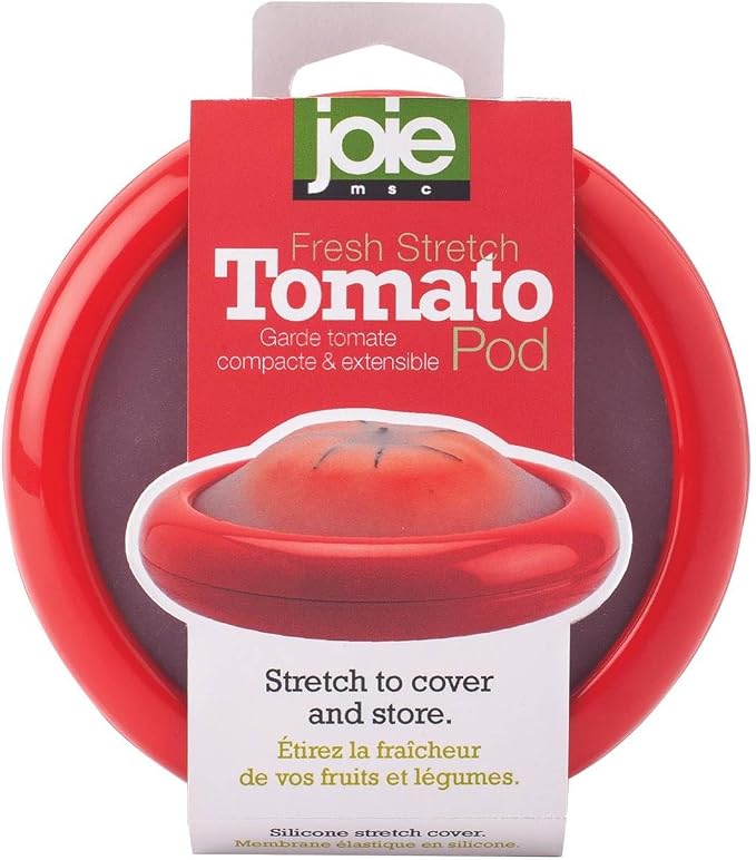 Joie Fresh Stretch Pod Tomato Storage Container, Silicone Food Saver, Keeps Leftover Produce Flavorful and Firm in Fridge, Reusable Kitchen Gadget, Dishwasher Safe, BPA-Free