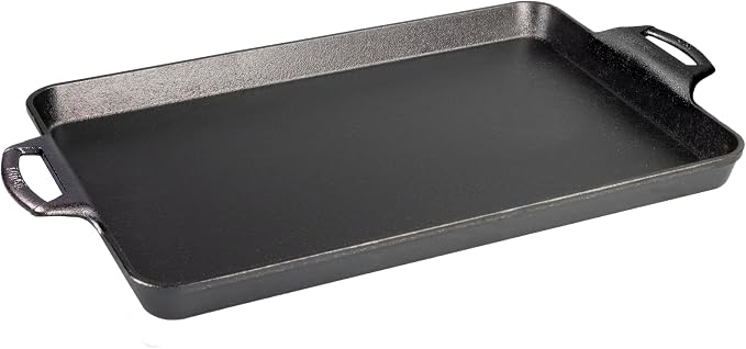 Lodge Seasoned Cast Iron Baking Pan - 15.5 Inches x 10.5 Inches - Heavy-Duty Rectangular Iron Bakeware with Dual Handles - Pre-Seasoned Oven Pan - Nonstick Baking Tray